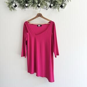 Sympli Magneta Asymmetrical Hem Cut Out Tunic Stretch Size 14 R5573